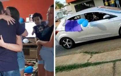 Com balões e carreata, servidor público é recepcionado em casa após vencer Covid-19