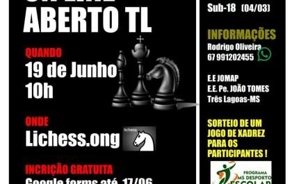 V Torneio Aberto de Xadrez de TL será no dia 19 de junho