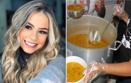 Influenciadora arrecada alimentos para fazer sopão solidário