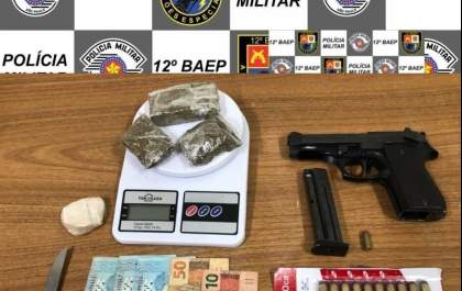Baep prende vidraceiro com pistola e drogas