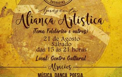 Evento “Aliança Artística” reúne música, dança, literatura e feira de artesanato neste sábado (21), no Centro Cultural