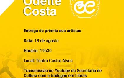 Prêmio Troféu Odette Costa será realizado nesta quarta&nbsp;