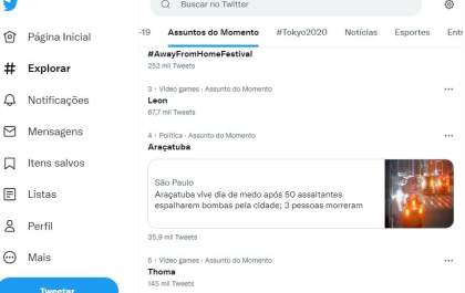 Ataque em Araçatuba é um dos assuntos mais falados no Twitter