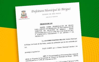 Prefeitura de Birigui quer prorrogar Refis Municipal