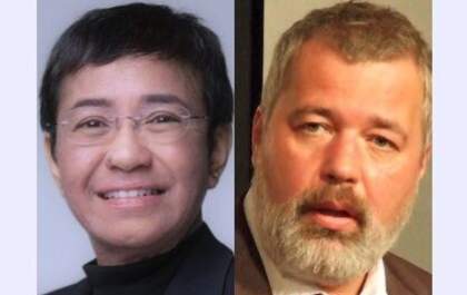Jornalistas Maria Ressa e Dmitry Muratov recebem Nobel da Paz