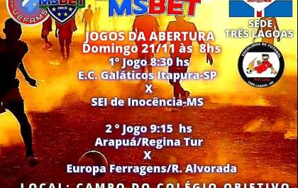 Abertura dos jogos da Liga Terrão Estadual MSBET acontece neste domingo, 21