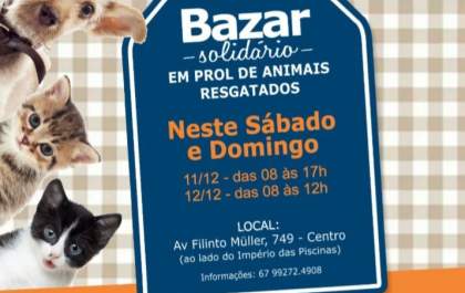 Acontece neste final de semana o Bazar Solidário em prol de animais resgatados
