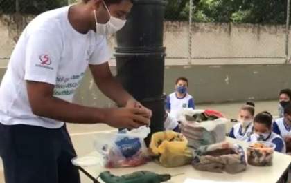 Acadêmico de nutrição desenvolve composteira caseira com estudantes de Guararapes