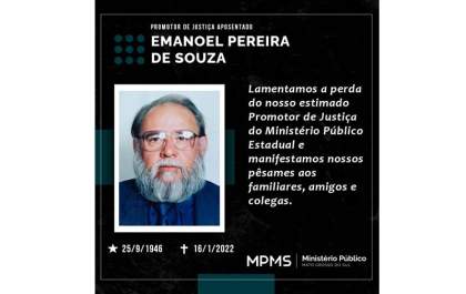 Nota de pesar pelo falecimento do Promotor de Justiça aposentado Emanoel Pereira de Souza