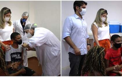 Irmãos gêmeos são as primeiras crianças vacinadas contra a covid-19 em Penápolis