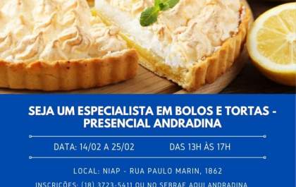 Abertas as inscrições para os cursos de “Bolos e Tortas” e “Brigadeiro Gourmet”