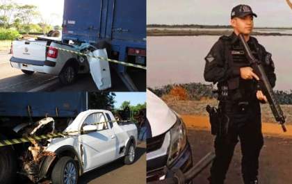 Policial Militar morre ao bater carro na traseira de carreta em rodovia de MS