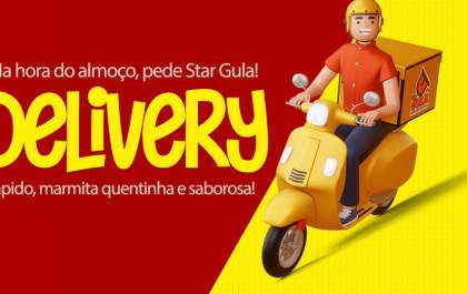 Na hora do almoço, pede Star Gula!  Delivery rápido, marmita quentinha e saborosa!