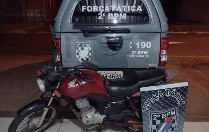 Moto furtada é localizada pela Força Tática no Guanabara em Três Lagoas