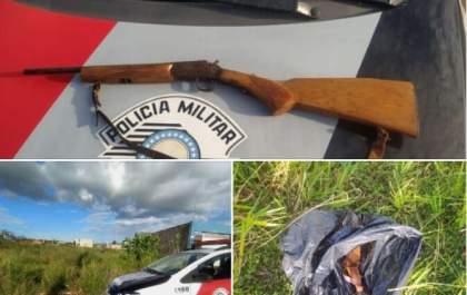 Polícia Militar de Andradina localiza espingarda no bairro Set Jardim
