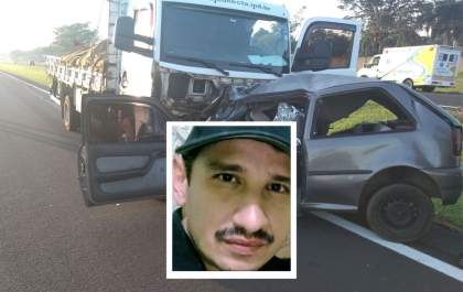 Homem morre ao bater carro na contramão em caminhão na Rondon