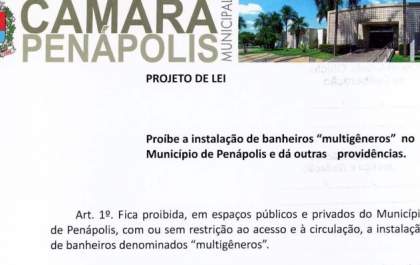 Vereador quer proibir banheiros multigêneros em Penápolis