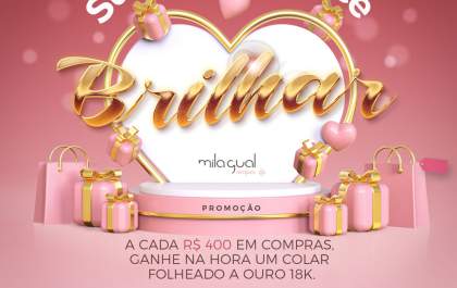 No Shopping Três Lagoas você compra e ganha um colar folheado a ouro
