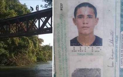 Continua as buscas pelo corpo do jovem Lucas que pulou da ponte de trem sobre o Rio Verde