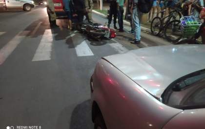 Motociclista fica ferida ao ser atingida por motorista embriagado em Três Lagoas