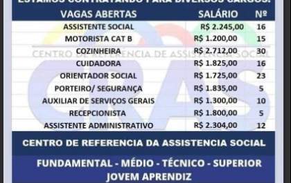 SMAS alerta que não está com vagas abertas para contratação nos CRAS de Três Lagoas
