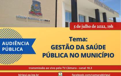 Saúde de Birigui é tema de audiência pública na Câmara