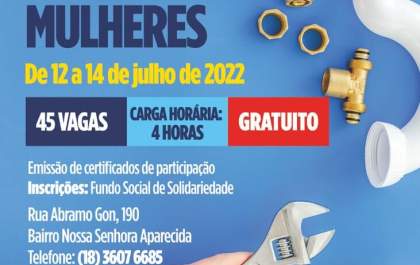 Curso de encanador para mulheres tem vagas abertas em Araçatuba