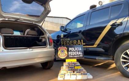 Polícia Federal de TL intercepta carro com R$ 4 milhões em cocaína escondida em porta e bancos em Selvíria