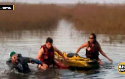 Bombeiros de Ilha Solteira resgatam homem que virou caiaque e ficou preso em vegetação