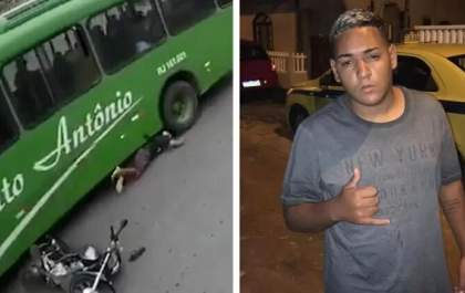 Jovem fica com cabeça presa em roda de ônibus e é salvo por capacete