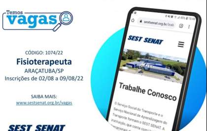 Sest Senat de Araçatuba abre vaga para fisioterapeuta