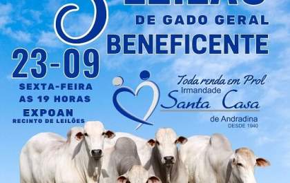 Santa Casa de Andradina anuncia Leilão de Gado; entidade está recebendo doações de prendas
