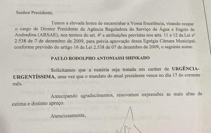 Mário Celso indica nome de Rodolpho Shinkado para a diretoria da Arsae