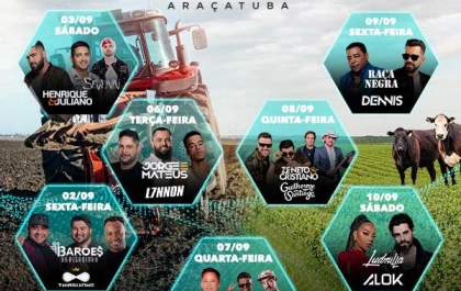 Barões da Pisadinha e Thiaguinho abrem grade de shows da Expô Araçatuba