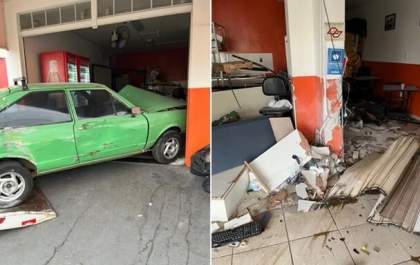 Homem sem habilitação invade lanchonete com carro no Concórdia