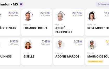 Veja o resultado parcial para o Governador em MS