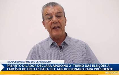 Dilador declara apoio à dupla Tarcísio e Bolsonaro no segundo turno