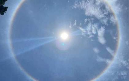 Fenômeno conhecido como halo solar é registrado em Araçatuba