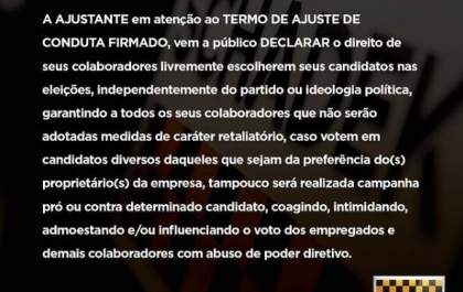 Empresa faz acordo com MPT e vai pagar R$ 50 mil por assédio eleitoral contra empregados