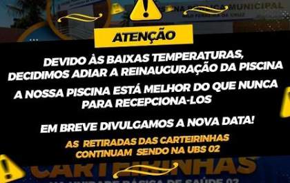 Prefeito Cristiano Eleuterio adia reinauguração da piscina pública