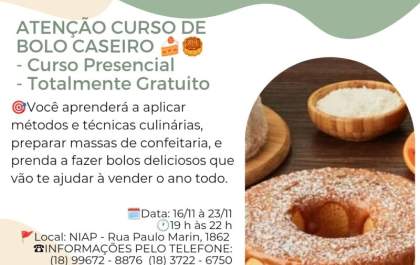 Prefeitura e Senai realiza curso de bolos caseiros