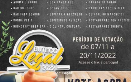 Votação aberta para eleger participantes do Buteco Legal de Araçatuba