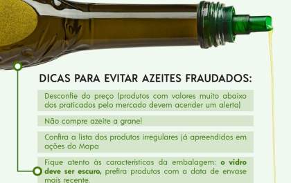 Ministério da Agricultura manda recolher óleo composto vendido como azeite de oliva