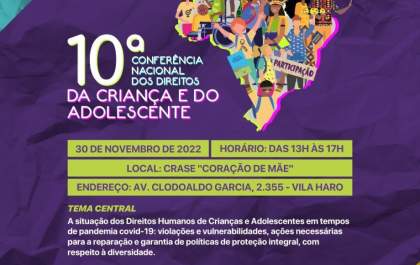 CMDCA abre inscrições para a 10ª Conferência Municipal dos Direitos da Criança e do Adolescente