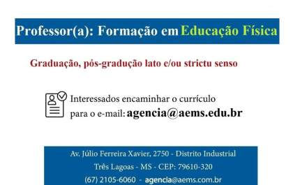 AEMS está contratando professores