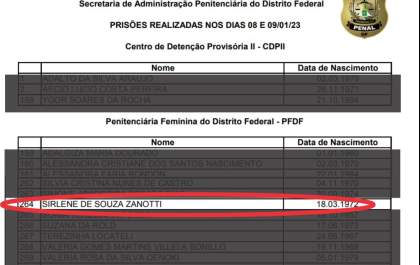 Dos 277 presos em Brasília, uma andradinense aparece na lista
