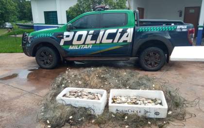 PMA apreende mais de 2 mil metros de redes de pesca e solta mais de 18 kg de peixes em Três Lagoas