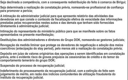Credores pedem impugnação da recuperação judicial do Grupo DOK