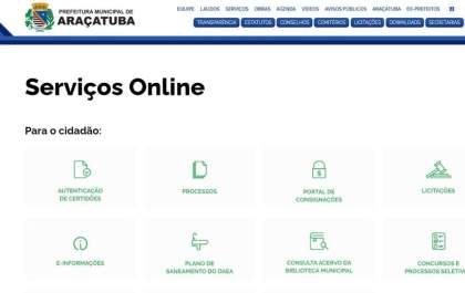 Serviços on-line da Prefeitura de Araçatuba entram em manutenção nesta sexta