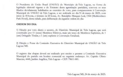 Edital de convocação de Convenção Municipal